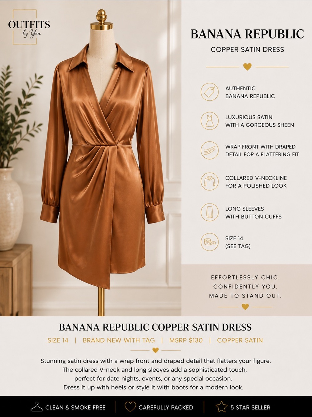 Banana Republic Copper Satin Dress